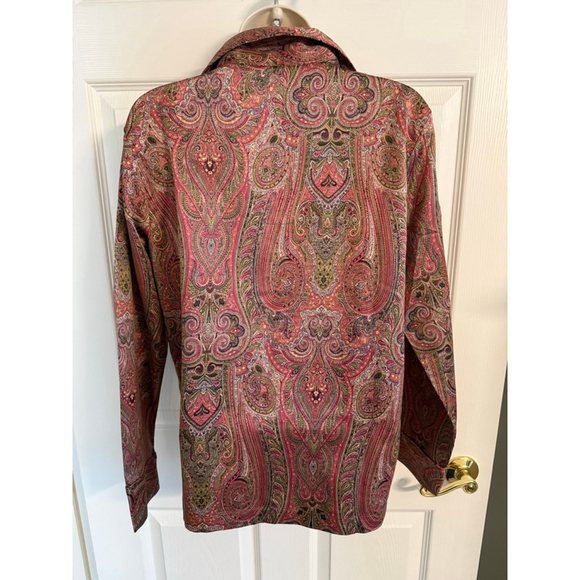 Lauren Ralph Lauren women's paisley sateen pajama top Size XS - Picture 2 of 8